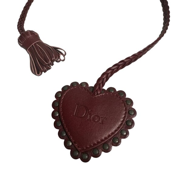 CHRISTIAN DIOR BAG CHARM LEATHER HEART - Picture 1 of 11